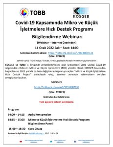 Covid-19 Kapsamında Mikro ve Küçük İşletmelere Hızlı Destek Programı Bilgilendirme Webinarı