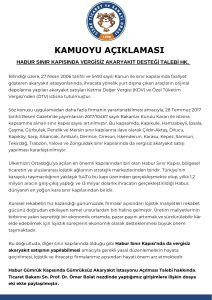 HABUR GÜMRÜK KAPISINDA GÜMRÜKSÜZ AKARYAKIT İSTASYONU AÇILMASI TALEBİ