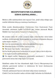 MEZOPOTAMYA’NIN KALBİNDEN DÜNYA SOFRALARINA